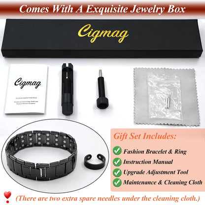 Cigmag 3X Copper Bracelet for Men Triple Ultra Strength Magnets Pure Copper Magnetic Bracelet & Ring Set with Adjustable Sizing Tool