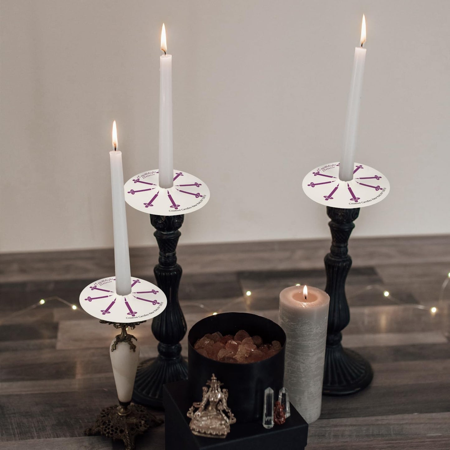 Grcdoyvl 200 White Church Candles with Drip Protectors for Devotional Candlelight Vigil Service, Box of 200 Candles, Unscented White 5" H X 1/2" D, No Smoke