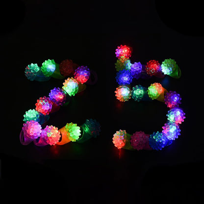 MINGOMINGO 25 Pack LED Light Up Rings & Glow Rings – Bachelorette Party Favors, Bridal Shower Favors, Graduation Favors Bulk, Classroom Prizes, 3-Mode Flashing