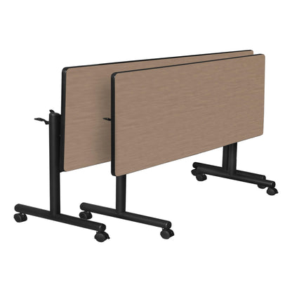 Regency Kobe 60 x 30 in. Flip-Top Training Nesting Table- Noble Oak, 2 Zeng Stack Chairs- Black