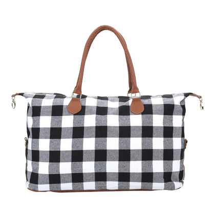 XinblueCo Weekender Buffalo Plaid Duffle for Women Travel Carry-on Overnight With Shoulder Strap for Business Trip Western Gifts