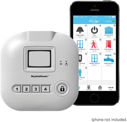 SKYLINK SK-250 Deluxe Connected Wireless Security Alarm Automation System with Camera Compatible with iOS, Android, Echo Alexa, Google Home and IFTTT and No Monthly Fees, 1 Count (Pack of 1), White