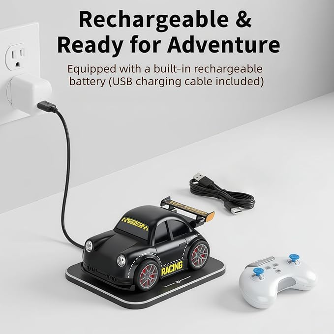3-in-1 Smart RC Car with Follow &amp Escape Modes 360° Stunt Drift Voice/Light Effects and Pet Play Mode 4WD Remote Control Car Toy for Kids and Cat Dogs (White)