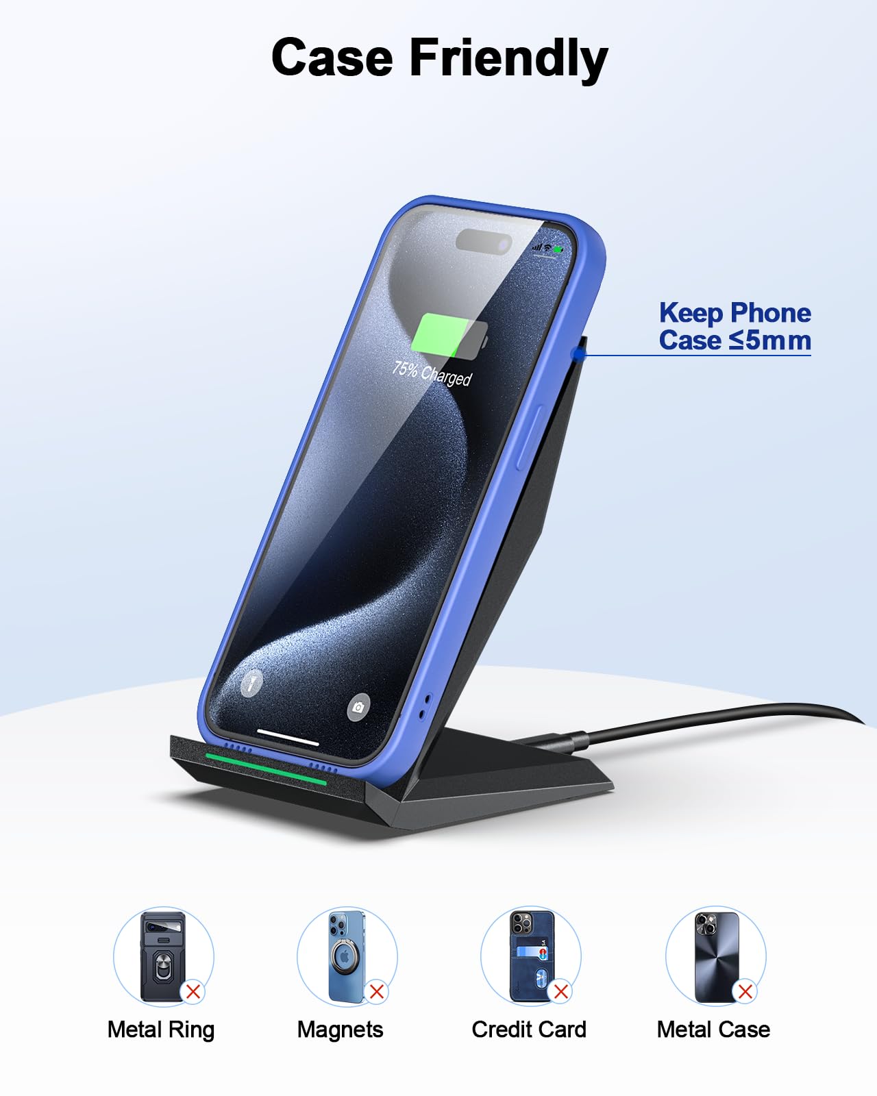 Fast Wireless Charger, [2 Pack] NANAMI Qi Certified Wireless Charging Stand Compatible iPhone 17/17 Air/17 Pro/17 Pro Max/16/15/14/13/12, Phone Charger for Galaxy S25/S24/S23/S22 and Qi-Enabled Phone