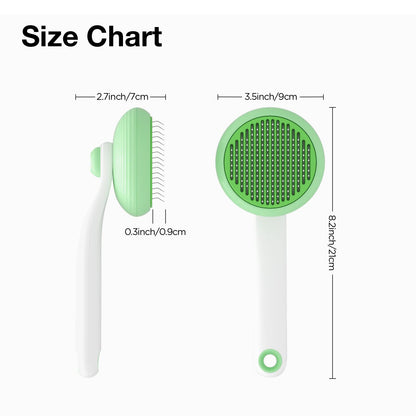 Self-Cleaning Cat Brush for Shedding & Pet Grooming - Effortlessly Removes Tangles, Loose Undercoat, and Mats for Cats & Dogs (Green)