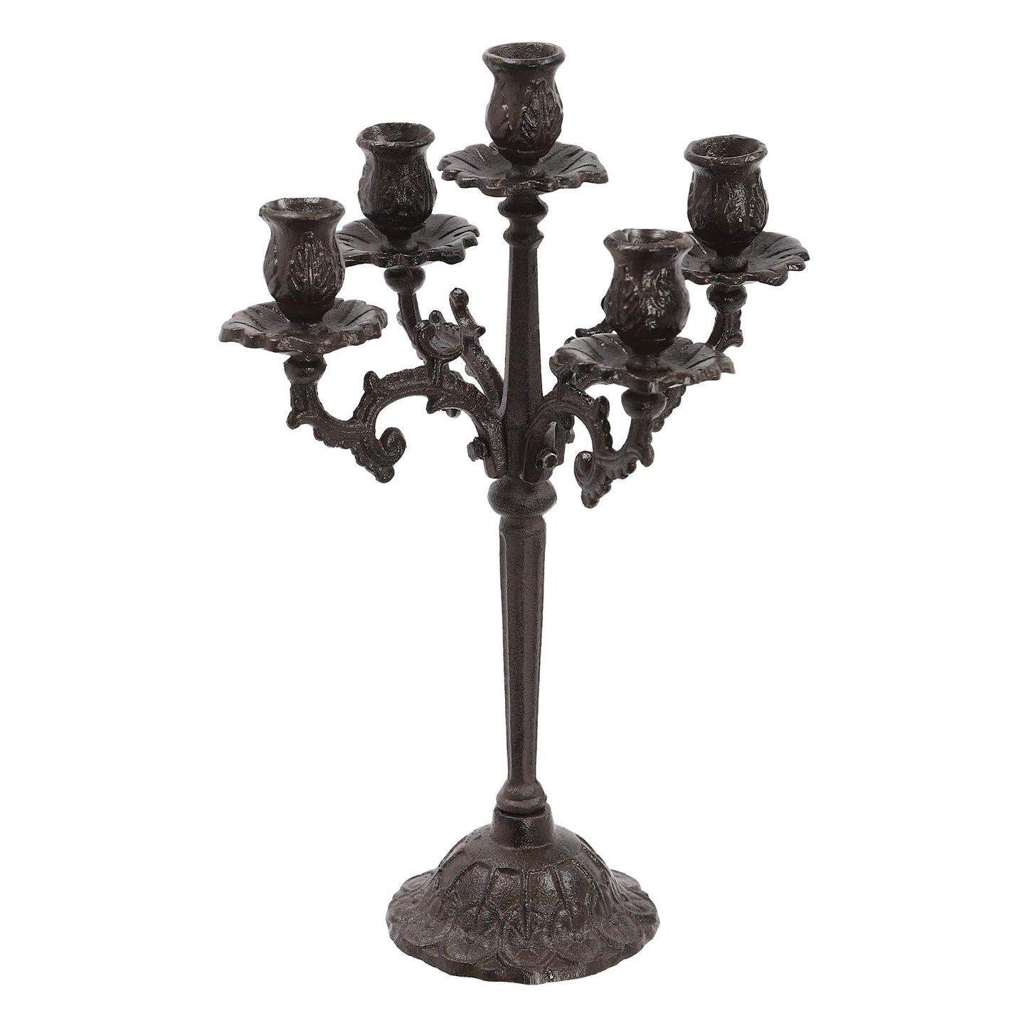 5-Candle Metal Candelabra 17inch Tall Decorative Pillar Candle Stand Elegant Candle Holder for Home Decor, Event, Wedding, Party