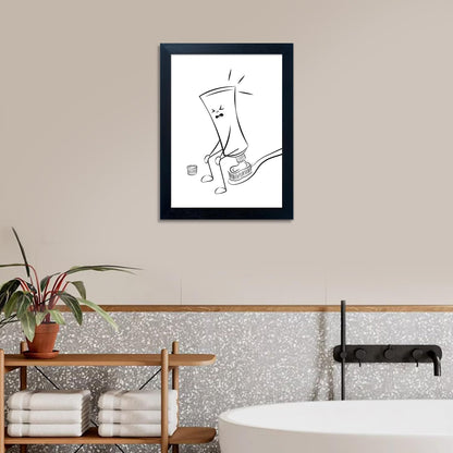 Regine Switzerland Black and White Bathroom Wall Art - Funny Toilet Decor Canvas Print | Minimalist Humor Design