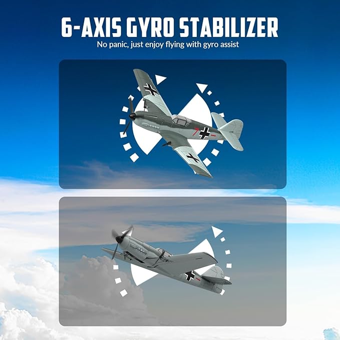 volantexrc RC Plane 3 Channel Remote Control Airplane Fighter Toys 2.4GHz 6-axis Gyro Stabilizer RTF Glider Aircraft Plane Easy to Fly for Adults Beginners (BF109)