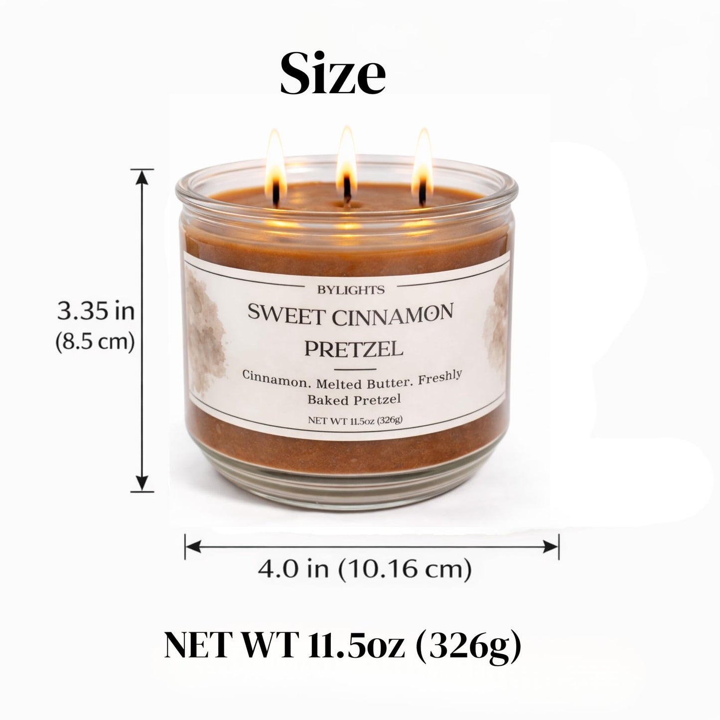 Velvet Apple Ember, Soy Wax Scented Candle, 11.5oz, 3 Wicks (Sweet Cinnamon Pretzel)