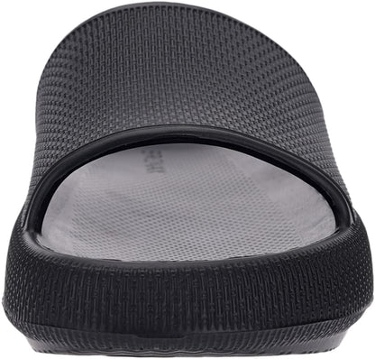 BRONAX House Slides for Women Mens Pillow Slippers House Sandals Shoes for Male Size 10 for Beach Bath Bathroom Comfy Cushion Thick Sole 42-43 Black