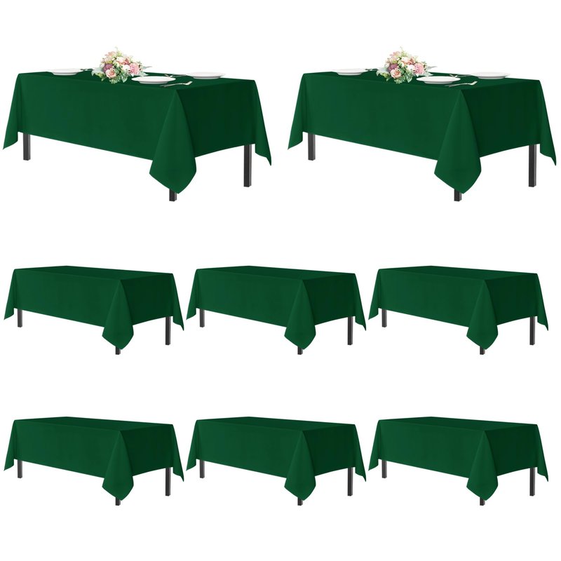 sancua Tablecloths for 6 Foot Rectangle Tables, 8 Pack - Washable Polyester Fabric Table Cloth for Chirstmas Party, Birthday, Banquet Reception, 54x108 Inch Hunter Green