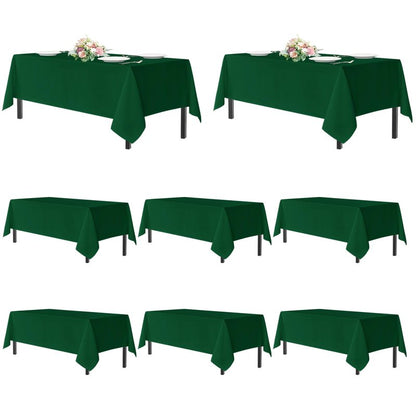sancua Tablecloths for 6 Foot Rectangle Tables, 8 Pack - Washable Polyester Fabric Table Cloth for Chirstmas Party, Birthday, Banquet Reception, 54x108 Inch Hunter Green