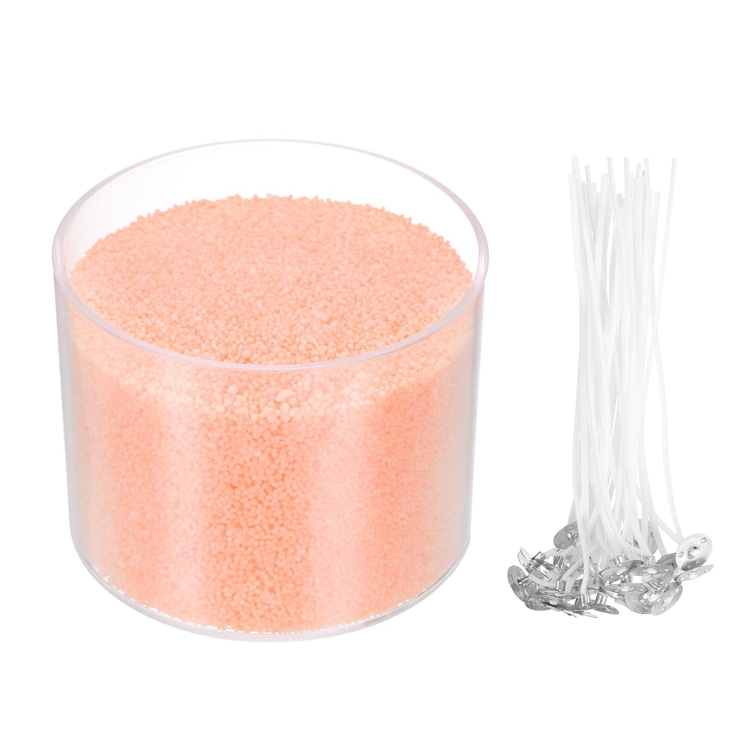 MECCANIXITY Pearled Sand Candles with 20 Pcs Wicks 7Oz / 200g Candle Beads Refillable Powder Sand Wax Making Kit for Thanksgiving Christmas Wedding Party DIY Home Crafts, Light Orange