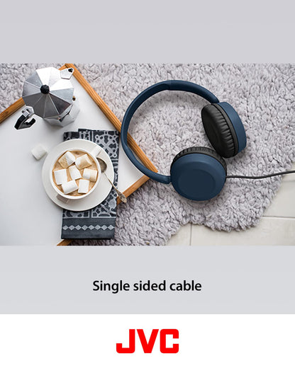 JVC Lightweight On Ear Headphones with Powerful Sound, Integrated Remote & Mic for Smartphones - HAS31MB (Black), Medium