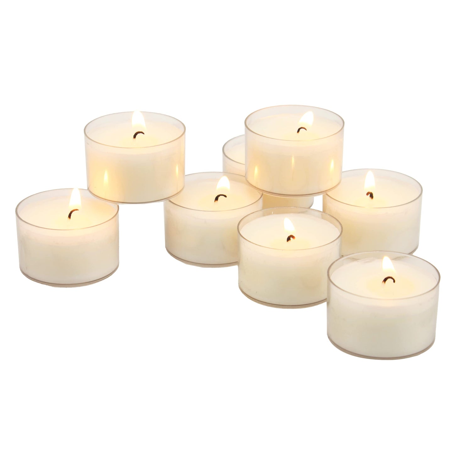 Stonebriar SB-SP-3548A Tall 3 x 6 Inch Unscented Ivory Pillar Candle Set, Set of 6, 3x6 & 96 Pack Unscented 6 to 7 Hour Extended Burn Time Clear Cup Tea Light Candles,White