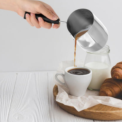 HOFURME Turkish Coffee Pot, Stainless Steel Milk and Coffee Warmer, Greek Arabic Coffee Pot, Stove Top Tea Maker, Chocolate and Butter Melting Pot with Heat Resistant Handle, 20 OZ, 600 ML