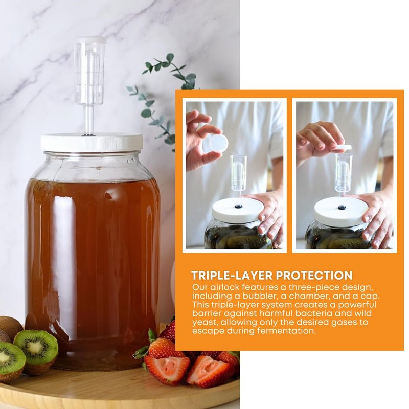 FastRack 3-Piece Airlock Set for Fermentation (Set of 2) | Includes Transparent Airlocks and Drilled Rubber Stoppers – Hydrolocks for Fermenting Beer, Wine, Mead, and More | Fits Carboys & Fermenters