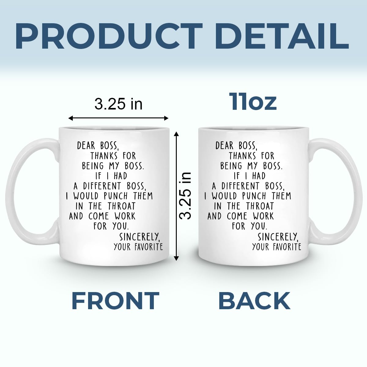 Pawfect House Dear Boss Coffee Mug, 11oz Ceramic Mug, Funny Boss Gift, Ideal For Best Friends, Sisters, Family Members, Employee Appreciation Gifts For Coworkers, Thank You Gifts For Women Men