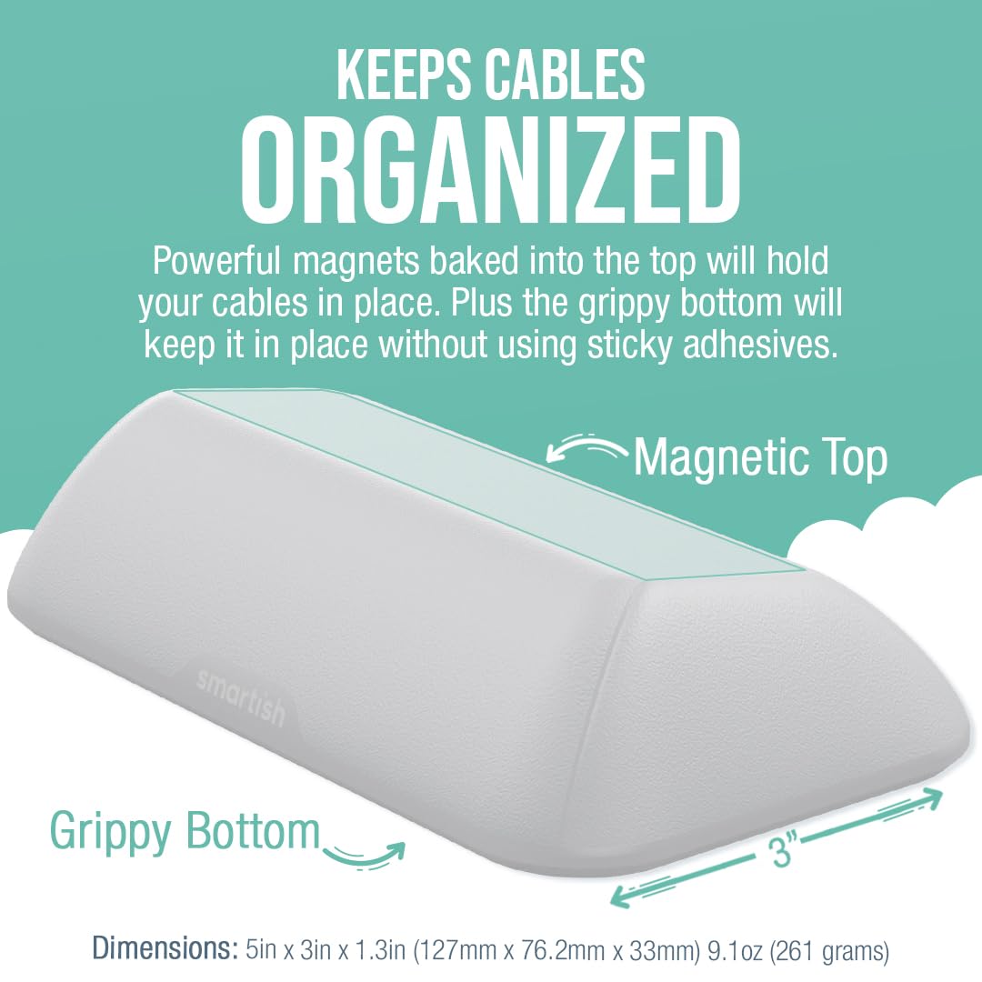 Smartish® Magnetic Cord Holder - Cable Wrangler Organizer with Magnet Clips for Charger Management on Desktop, Nightstand, or Side Table for All Cables, USB-C, Lightning Cables - Lightly Toasted Beige