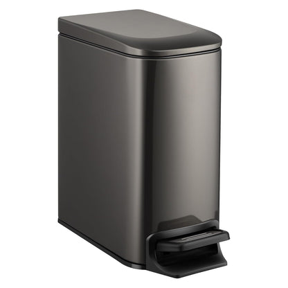 TIPGO Slim Bathroom Trash Can - Soft Close Lid, 6L Stainless Steel with Removable Inner Bucket | Black Gold