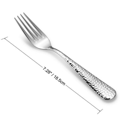 KEAWELL Premium 4-Piece Louise Hammered Fork Set, 18/10 Stainless Steel, Fine Fork Set with Round Edge, Brightly-Mirror polished, Dishwasher Safe. (4, 7.28" Salad Forks)