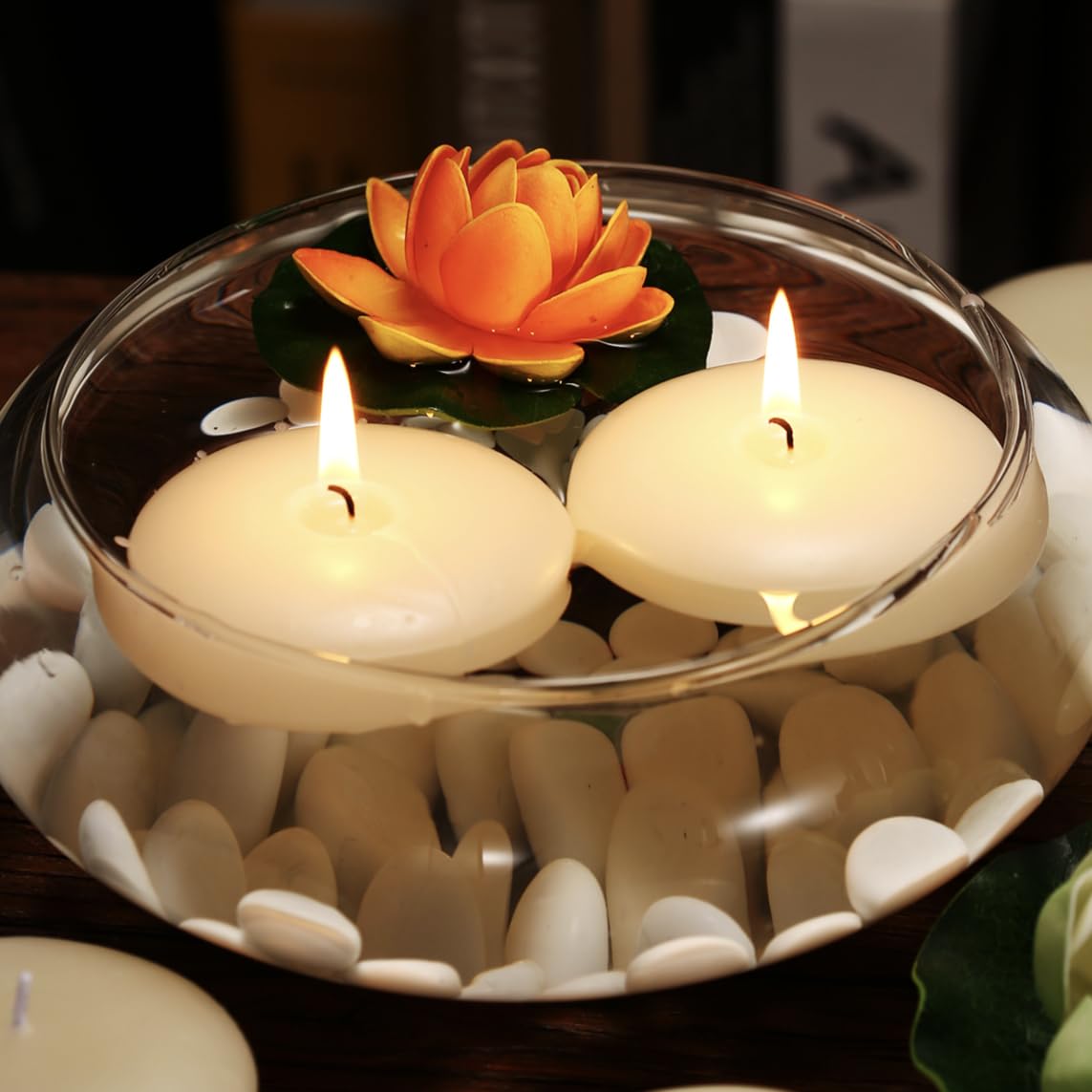 KNOURT 36 Pack Floating Candles, 3” Ivory Unscented Dripless Wax Burning Candles, for Weddings, Party, Cylinder Vases, and Home Decorations
