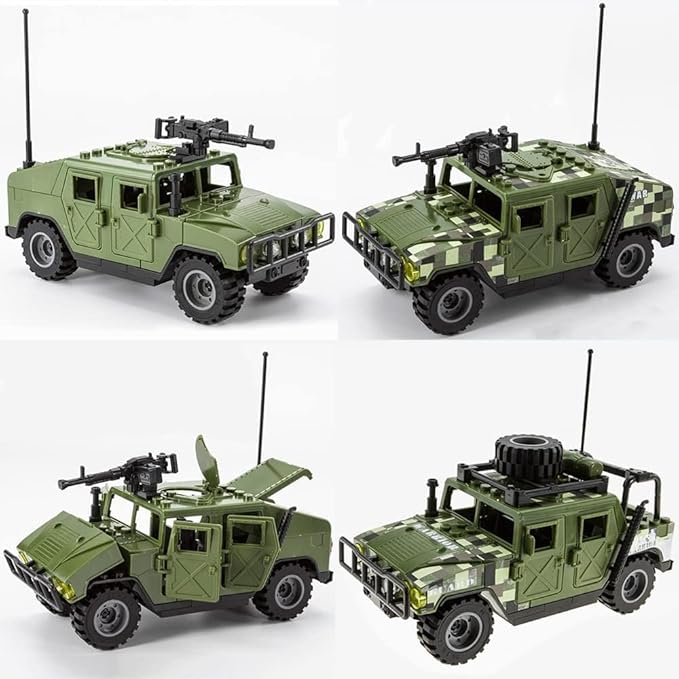 Military Vehicles Building Blocks Sets Compatible with Lego Military Off-Road Vehicle Set Army Model Kit STEM Toys for Boys Kids and Teens Ages 8-14(Green)