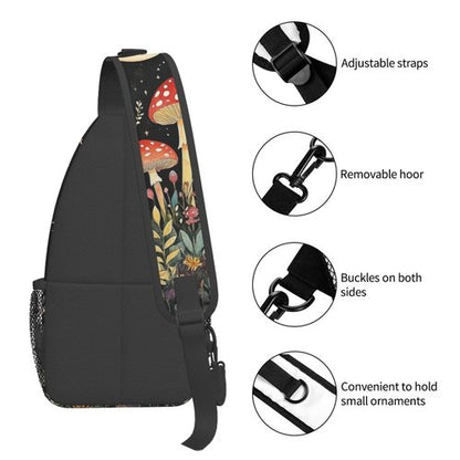 IRIHISKY Sling Bag for Men Women Mushrooms Moon Forest Crossbody Backpack Casual Hiking Daypack for Travel Sport Running Chest Bag
