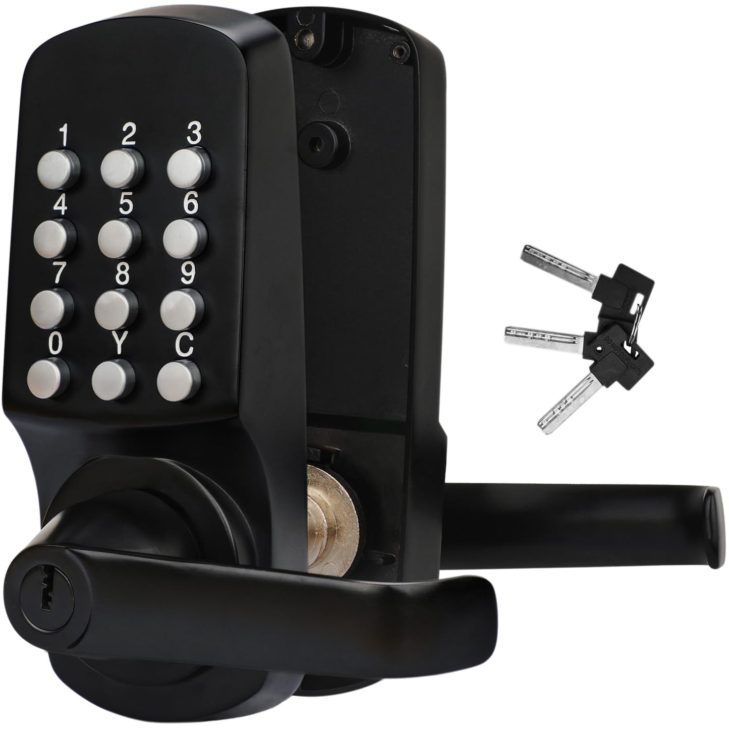 MUTEX Mechanical Keyless Lock w/Both Key & Keyless, Big Panel for Comfortable Key Press, Suitable for Home and Office, Super Durable - 100% Mechanical, All Metal, No Battery Needed