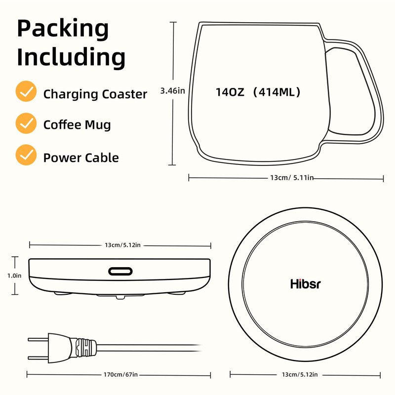 HIBSR Smart Coffee Mug Warmer and Candle Warmer Plate - Safely Releases Scents Without Flame - for Candle Jars, Mugs, Tea Cups - Desk, Home, Office Use (NO Cup)
