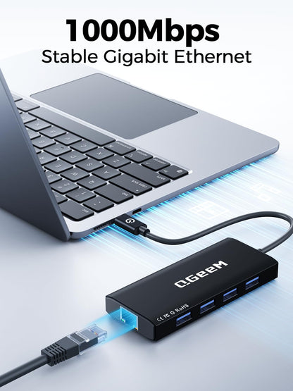 QGeeM USB C Hub Ethernet,9 in 1 USB Type C Hub HDMI Multi-Port Converter Adapter,100W Pd, USB 3.0,SD/TF Card Reader,Compatible for MacBook Pro Air Ipad HP Dell Lenovo Chromebook etc.