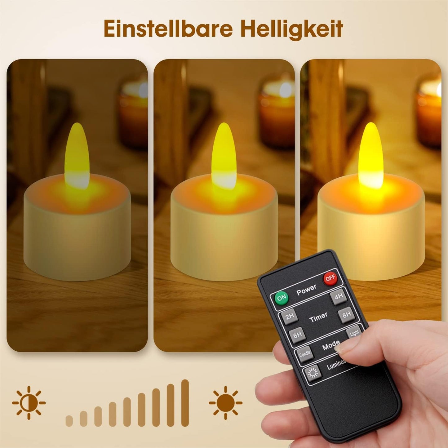 Rechargeable Tea Lights Candles with Remote, 100h Working Flameless Candle Led Timer Flickering Waterproof Tea Lights for Weddings Decoration, Home Dinner, Yellow, 12pack