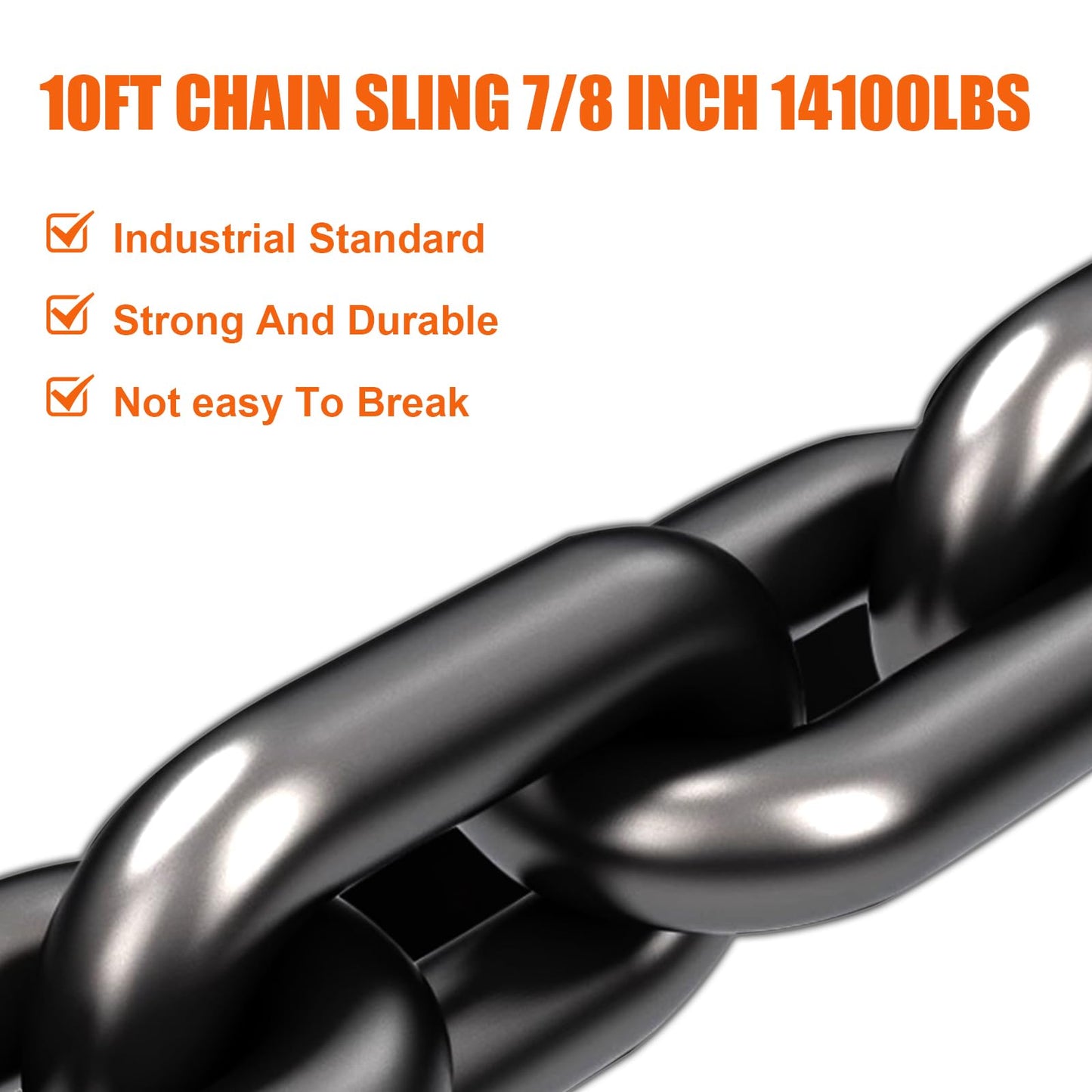 SALUINOKI 4 Chain Lifting Sling with Hooks 10Ft x5/16 inch 14000lbs 6.4 Ton for 4 Way Chain Lift
