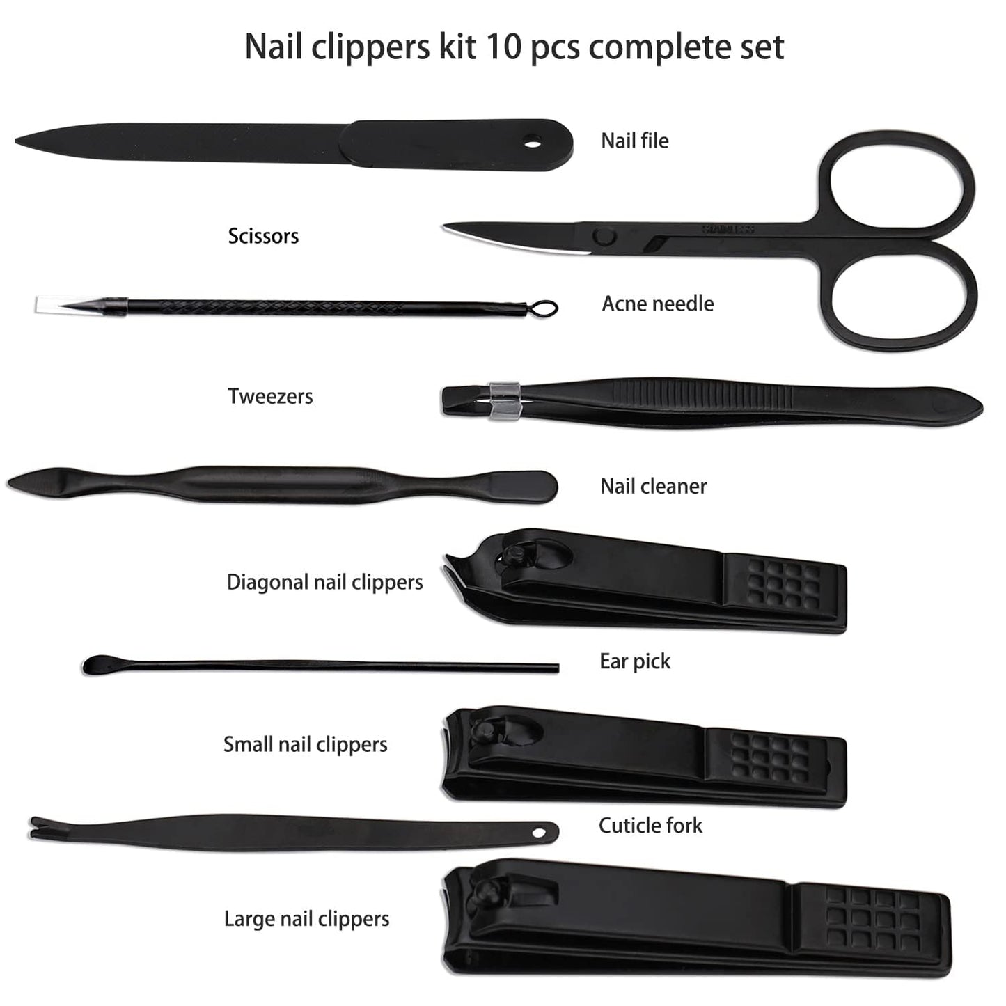 Manicure Set Nail Clippers Kit Professional Stainless Steel Nail Care Tools with Leather Travel Case 10 in 1 Blue