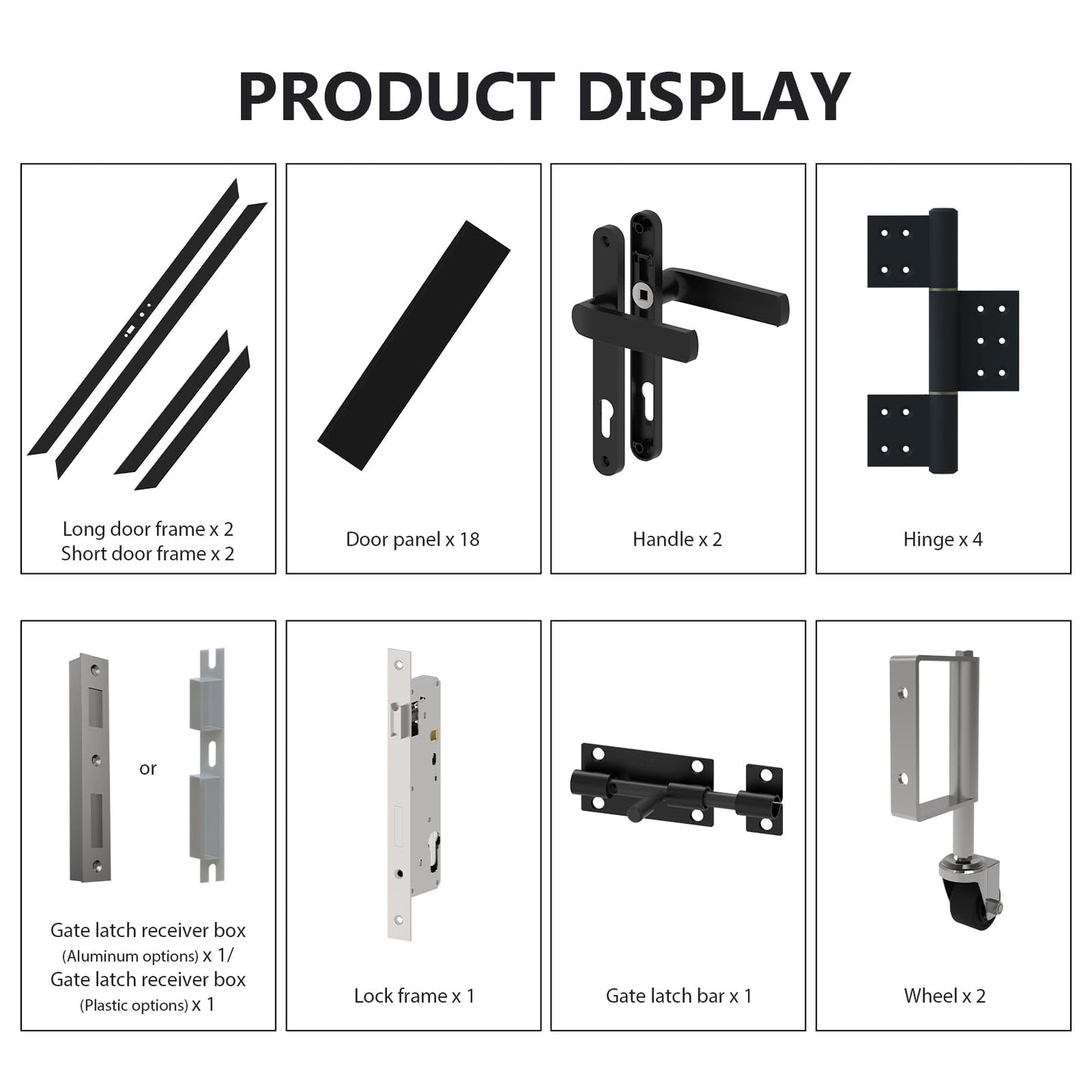 Treslam Wood Plastic Privacy Double Fence Gate 6ft(H) x 8ft(W), Metal Frame with Knob Kits, Durable Composite Outdoor Gate,Black