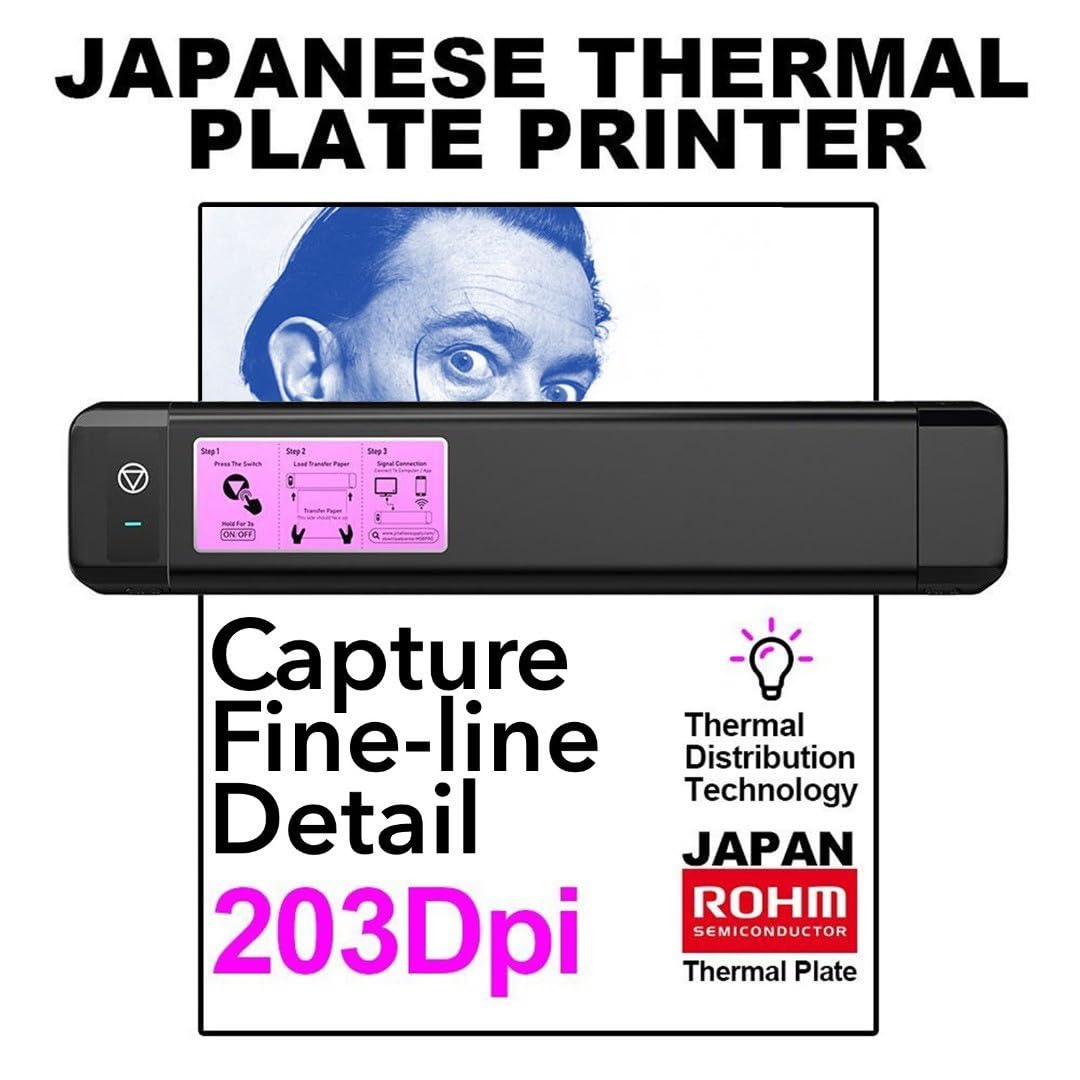 OZER M08Pro Wireless Tattoo Transfer Stencil Printer - Inkless Transfer Thermal Copier Machine Compact Printer, Quick Stencil Compatible with Smartphone & Laptop