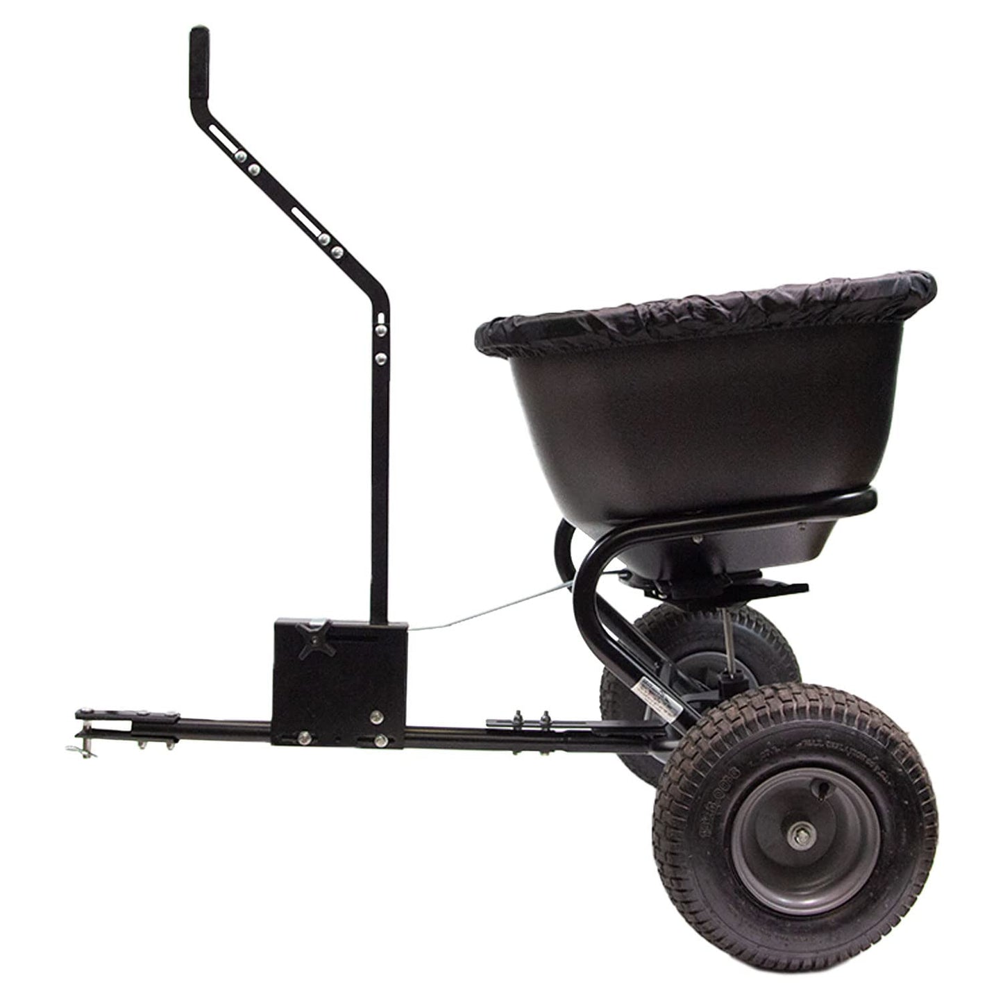 Brinly BS26BH-A Tow Behind Broadcast Spreader with Universal Hitch, 125 lb. - Deluxe Matte Black