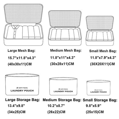 Laebevon 6 PCS Packing Cubes,Multi-functional Clothing Sorting Packages,Travel Carry On Luggage Organizers Storage Bags,Travel Packing Pouches, Blue Flower