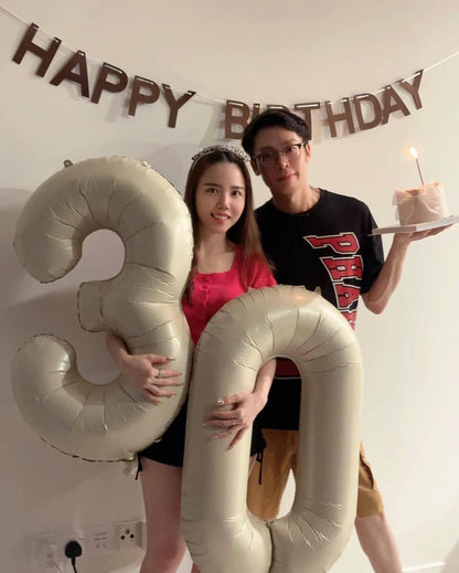 Cream Number 7 Balloon 40 Inch, 7th Birthday Party Decorations for Children, Giant 7 Foil Balloon for Party Supplies