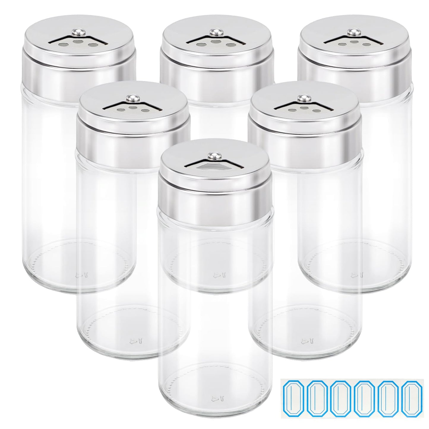 Segarty Spice Jars, 6 Pack 3 oz Spice Bottles with Shaker Lids, Glass Empty Storage Containers with Adjustable Stainless Steel Flow Top for Your Regularly Used Spices
