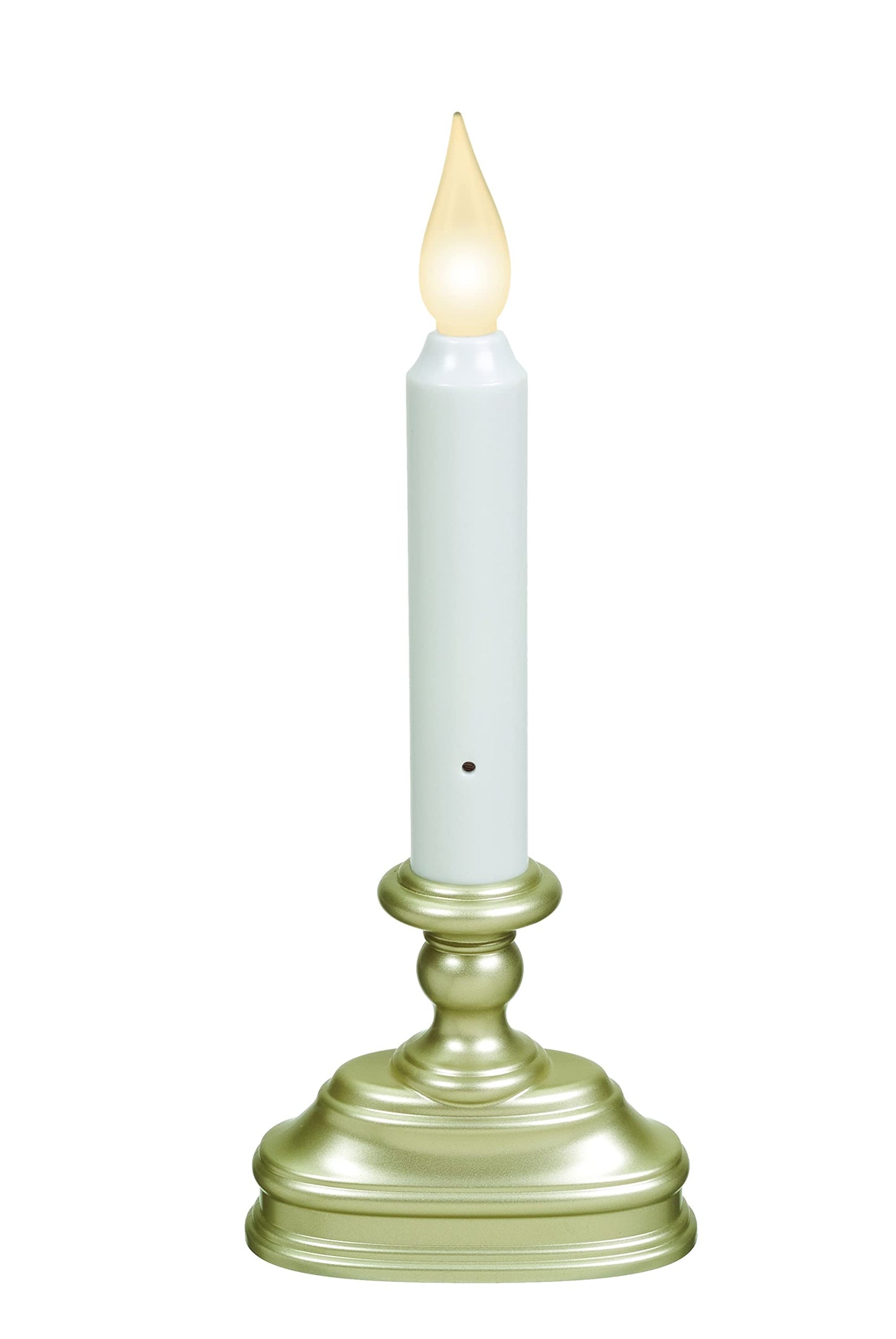 Battery Operated LED Flameless Window Candle Pewter/Silver Finish with Dusk to Dawn Sensor and White Flame