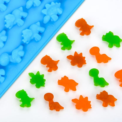Gummy Molds, Bear Dinosaur Heart Mini Donut Silicone Gummy Molds with 2 Droppers, Pack of 4 Silicone Candy Mold
