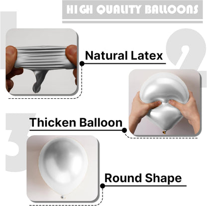 PartyWoo Silver Balloons - 100-Piece Arch Kit with Various Sizes for Birthday & Wedding Decor