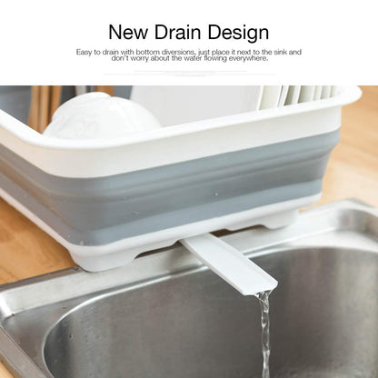 THANSTAR Collapsible Dish Drying Rack Portable Dinnerware Drainer Organizer for Kitchen RV Campers Travel Trailer Space Saving Kitchen Storage Tray
