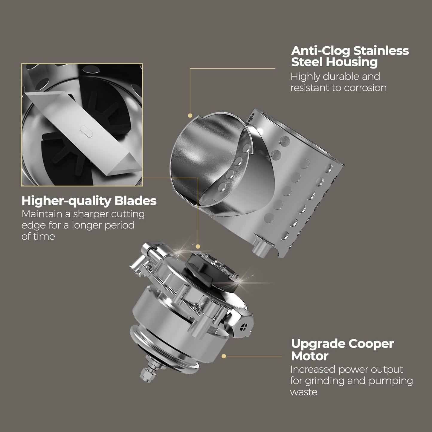 Upgrade 750W Macerator Pump,Grinding Upflush System, Non-clog Stainless Shell,Up to 36 ft,Sewerage Macerator Toilet Pump for Household Residential Basement Waste Water Disposal