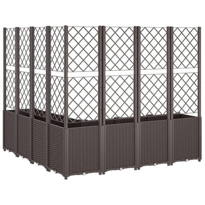 Yanyetangrui Garden Planter with Trellis Brown Polypropylene Large Outdoor Flower Pots 63"x63"x55.1" Modular Rattan Look Box for Patio Porch Garden Plants