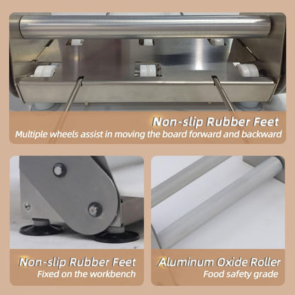 304 Stainless Steel Dough sheeter,Pastry Board and Fondant Roller, Manual, 12" Wide, 1-20mm Adjustable Thickness, Manual Operation,Board length 23.62 inch dough sheetre machine