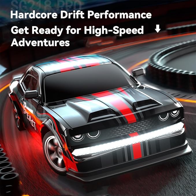SG218PRO 1/16 RC Drift Car for Adults 2.4G Full-Proportional 4WD Mini Remote Control Racing Car with LED Lights 25KM/H Electric 2 Batteries Sports Cars Toy Gift -RTR