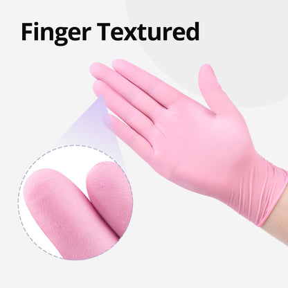 SwiftGrip Nitrile Exam Gloves, 4 Mil, Medium, Cherry Blossom, Food Safe Gloves Disposable Latex Free, Powder Free for Cleaning Supplies, Esthetician, Hair Dye, Tattoo Supplies (Box of 100)