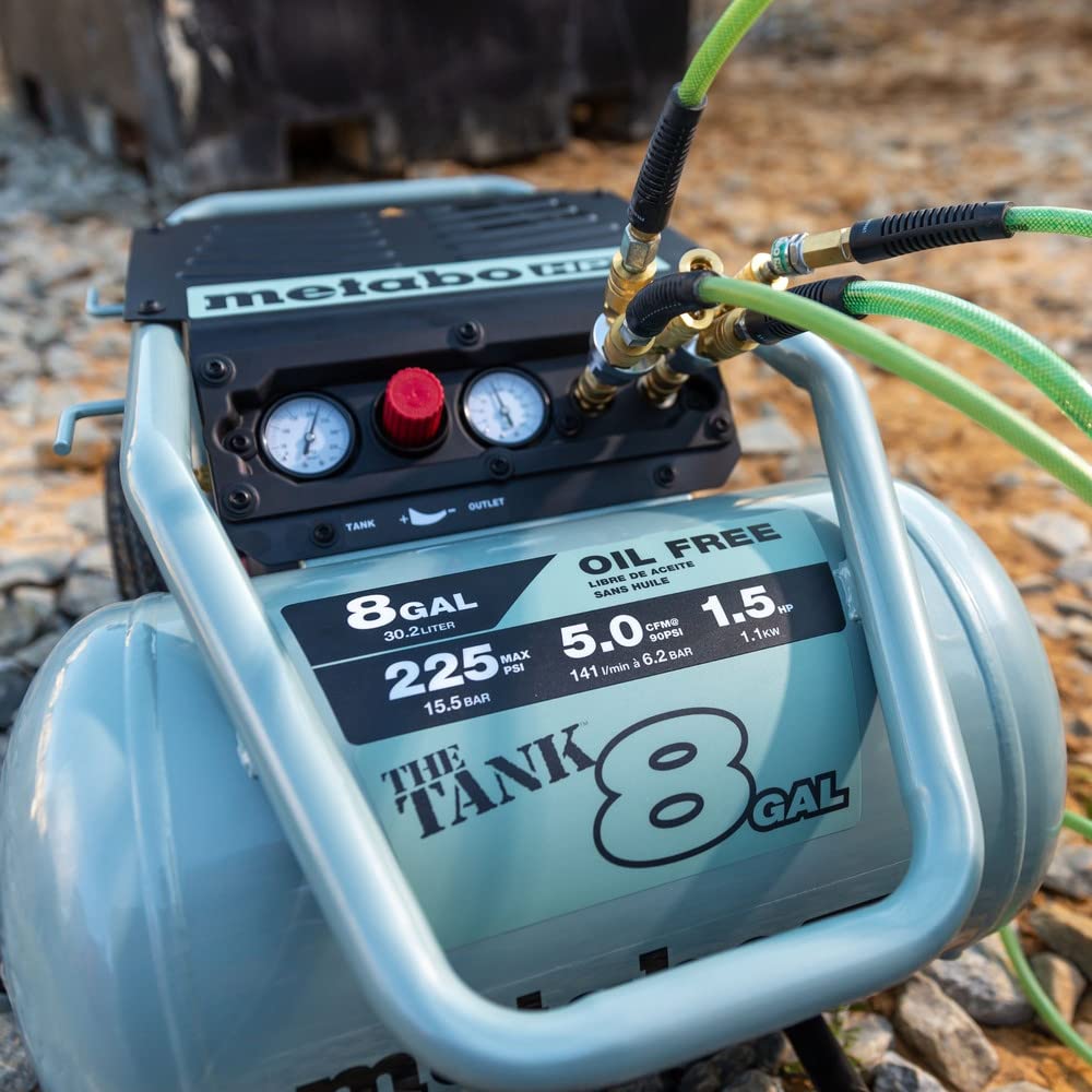 Metabo HPT Air Compressor, THE TANK, 8-Gallon Trolley Air Compressor, 225 PSI, Versatile for Use with Framing, Siding, Finish, or Roofing Nailers, Easy Mobility with Rubber Tires, EC1315S
